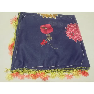 ve Reyhan %100 Pamuk Yazma Üzerine Tamamı El Işi Dört Tarafı Oyalı Yazma, Eşarp, Mevlit Örtüsü 100 x 100CM