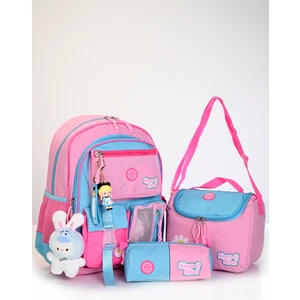 MU-5941 Papatya Desenli Okul Çanta Seti 3'lü – Sırt Çantası, Beslenme Çantası ve Kalemlik