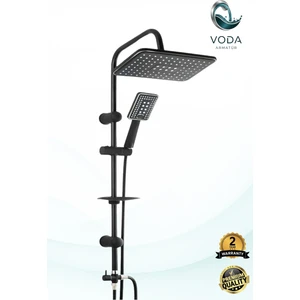 Siyah Yağmurlama Tepe Duş Sistemi – Pirinç Yönlendirici, Örgülü Hortum ve Sabunluk