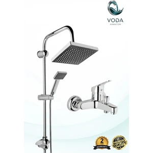 Siyah Krom Kare Duş Seti ve Krom Banyo Bataryası – Modern ve Şık Tasarım