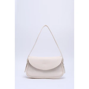 Krem Shk150 Suni Deri Astarlı Çıtçıtlı Ayarlanabilir Askılı El, Kol ve Omuz Çantası