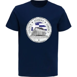 Greece Athens Atina Logolu Ἀκρόπολις Baskılı Pamuklu Tshirt