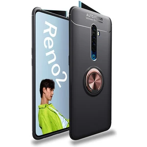 Oppo Reno 2z Kılıf Metal Stant Olabilen Yüzüklü Flexring Premium Silikon Kılıf