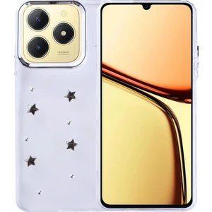 Realme C61 Kılıf Simli Kamera Çerçveli ve Mini Figür Desenli Ultra Koruma Sağlayan Kutup Sert Silikon Kapak