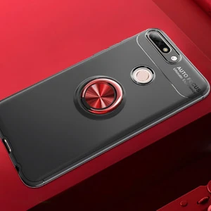 Huawei Y7 2018 Kılıf Metal Stant Olabilen Yüzüklü Flexring Premium Silikon Kılıf