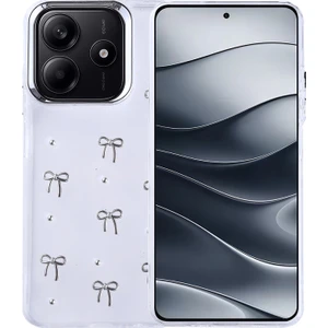 Redmi Note 14 4g Kılıf Simli Kamera Çerçveli ve Mini Figür Desenli Ultra Koruma Sağlayan Kutup Sert Silikon Kapak