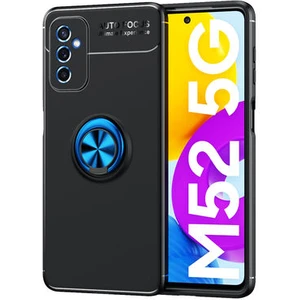 Samsung Galaxy M52 Kılıf Metal Stant Olabilen Yüzüklü Flexring Premium Silikon Kılıf