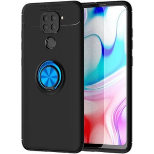 Redmi Note 9 Kılıf Metal Stant Olabilen Yüzüklü Flexring Premium Silikon Kılıf