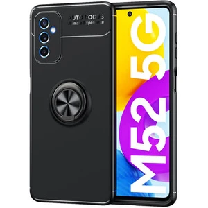 Samsung Galaxy M52 Kılıf Metal Stant Olabilen Yüzüklü Flexring Premium Silikon Kılıf