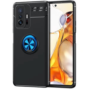 Xiaomi Mi 11T 5g Kılıf Metal Stant Olabilen Yüzüklü Flexring Premium Silikon Kılıf