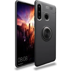 Huawei Y6P Kılıf Metal Stant Olabilen Yüzüklü Flexring Premium Silikon Kılıf