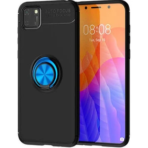 Huawei Y5P Kılıf Metal Stant Olabilen Yüzüklü Flexring Premium Silikon Kılıf