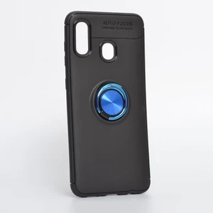 Samsung Galaxy A30 Kılıf Metal Stant Olabilen Yüzüklü Flexring Premium Silikon Kılıf