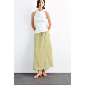 Relax Fit Beli Lastikli Krinkıl Kumaş Midi Etek G1093AX25SM