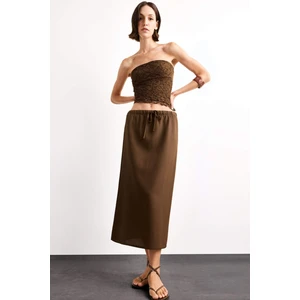 Relax Fit Beli Lastikli Dokuma Midi Etek G0437AX25SM