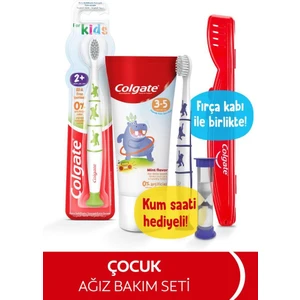 Kids 3-5 Yaş Florürsüz Diş Macunu 60ML+ Bpa Içermeyen Çocuk Diş Fırçası+Fırça Kabı&kum Saati Hediye