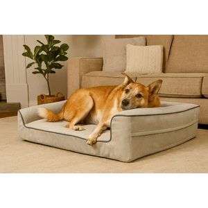 Premium Sofa Blok Sungerli Alezli Fermuarlı Yıkanabilir Köpek Yatağı-S-Ten