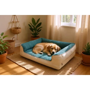 Premium Sofa Blok Sungerli Alezli Fermuarlı Yıkanabilir Köpek Yatağı