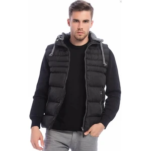 Erkek Siyah Çıkarılabilir Kapüşonlu Şişme Yelek 4300