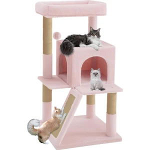 Demonte Kurulabilir Katlı Teraslı Welsoft Kumaşlı Jüt Ip Tırmalamalı Kedi Yuvası