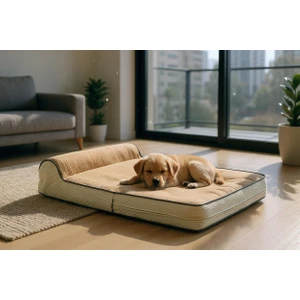 Premium Cleopatra Blok Sungerli Alezli Fermuarlı Yıkanabilir Köpek Yatağı