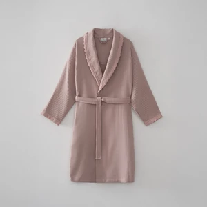 Alessa Kadın Pike Bornoz %100 Organik Pamuk Jakarlı Pudra