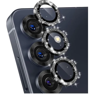 Samsung Galaxy S24 Fe Uyumlu Taşlı Kamera Lens Koruyucu Mercek Çerçeve