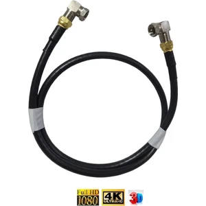 Conigitar (2 Metre) L Tipi F Konnektörlü Hazır Uydu Anten Kablosu, Siyah