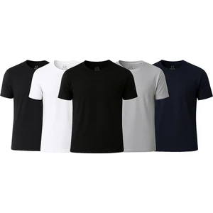 Piano Luce Erkek 5’li Paket T-Shirt – Kısa Kollu Bisiklet Yaka Regular Fit – 5 Renk Seçenekli