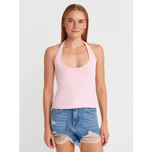 31753 Halter Yaka Top-Toz Pembe