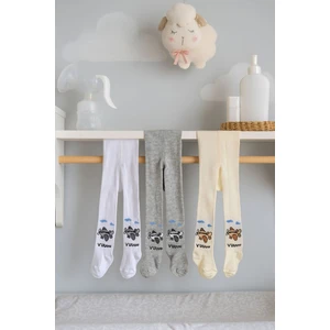 3'lü Unisex Bebek & Çocuk Pamuklu Külotlu Çorap Renkli Uçak Desenli