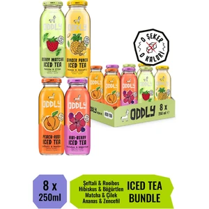 Saçma İyi Soğuk Çay Dörtlüsü (Peach-Rooi, Hibi-Berry, Ginger-Punch, Berry- Matcha) Cam 250 ml 8 Adet