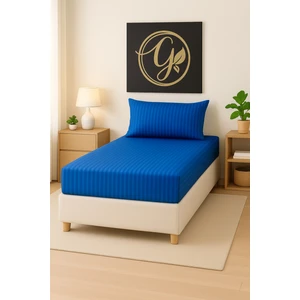 120'LIK Yataklar Için ( 1.5 Kişilik ) Çizgili Pamuk Saten Lastikli Çarşaf Takımı