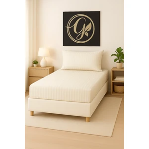 120'LIK Yataklar Için ( 1.5 Kişilik ) Çizgili Pamuk Saten Lastikli Çarşaf Takımı