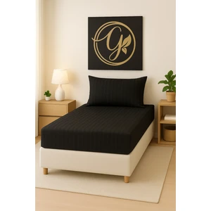 120'LIK Yataklar Için ( 1.5 Kişilik ) Çizgili Pamuk Saten Lastikli Çarşaf Takımı