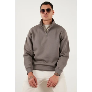 Pamuklu Regular Fit Yarım Fermuarlı Dik Yaka Sweat Erkek Sweat 59052592