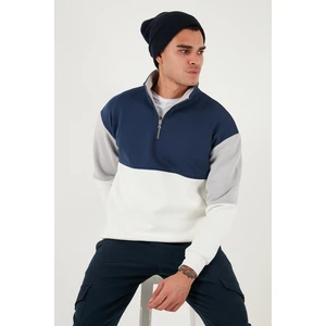 Renk Bloklu Regular Fit Yarım Fermuarlı Dik Yaka Sweat Erkek Sweat 5905719