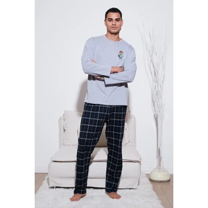 Ekoseli Regular Fit Yüksek Bel Cepli Bisiklet Yaka Pijama Takımı Erkek Pijama Takımı 6574002