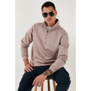 Pamuklu Regular Fit Yarım Fermuarlı Dik Yaka Sweat Erkek Sweat 59052592