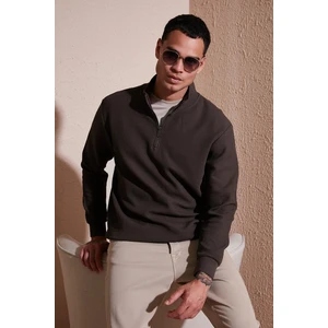 Pamuklu Regular Fit Yarım Fermuarlı Dik Yaka Sweat Erkek Sweat 5905716