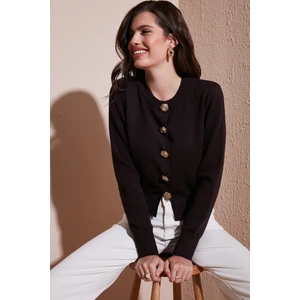 Premium Regular Fit Yuvarlak Yaka Crop Triko Hırka Bayan Hırka 680HI00110