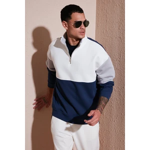 Renk Bloklu Regular Fit Yarım Fermuarlı Dik Yaka Sweat Erkek Sweat 5905719