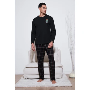 Ekoseli Regular Fit Yüksek Bel Cepli Bisiklet Yaka Pijama Takımı Erkek Pijama Takımı 6574002