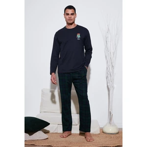 Ekoseli Regular Fit Yüksek Bel Cepli Bisiklet Yaka Pijama Takımı Erkek Pijama Takımı 6574002