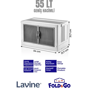 Lavine Fold&Go Tekli Portatif Organizer Dolap ”beyaz” Çok Amaçlı Mıknatıs Kapaklı Katlanır İstiflenebilir