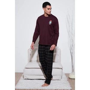 Ekoseli Regular Fit Yüksek Bel Cepli Bisiklet Yaka Pijama Takımı Erkek Pijama Takımı 6574002