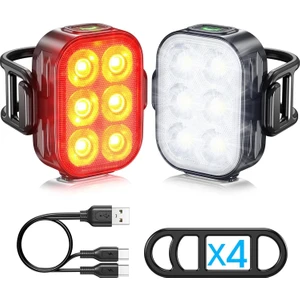 Ht-29 Şarjlı Bisiklet Işığı Ön Arka Flaşlı USB 4 Mod Stop Lambası Aydınlatma Işık Seti IP65 Su Geçirmez Lamba Motosiklet