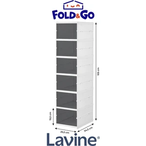 Lavine Fold&go Çok Amaçlı 6 Katlı Katlanabilir Taşınabilir Portatif Organizer Ayakkabılık "beyaz"
