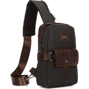 Erkek Kanvas Kumaş Çapraz Bel ve Omuz Çantası NEWPOLO259 - Siyah - Kahve