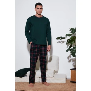 Pamuklu Regular Fit Bisiklet Yaka Ekoseli Pijama Takımı Erkek Pijama Takımı 6574001